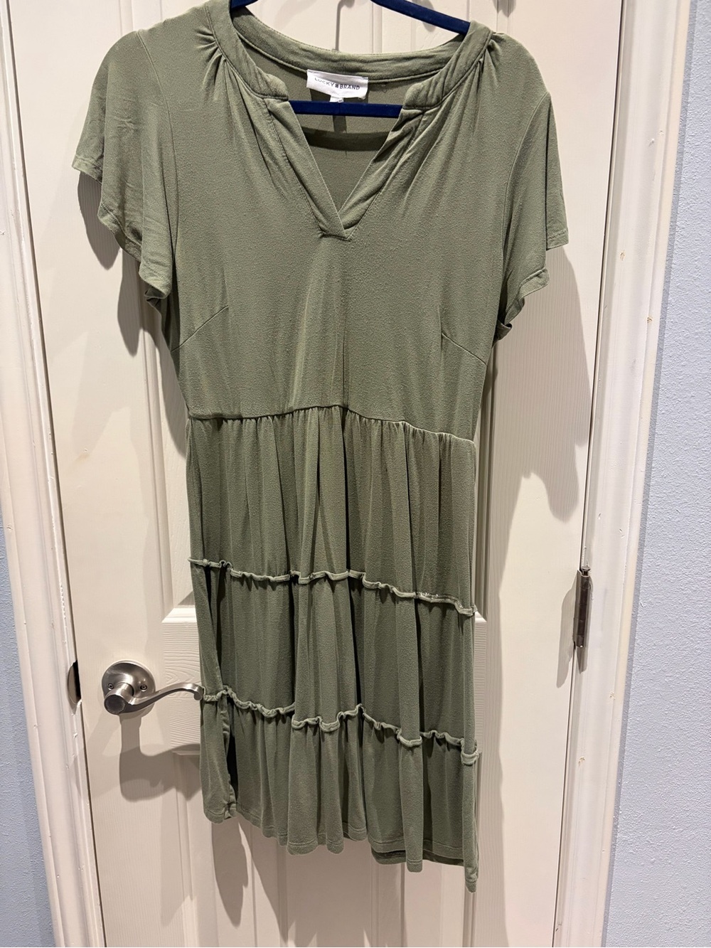 Lucky Brand Olive Green V-Neck Dress